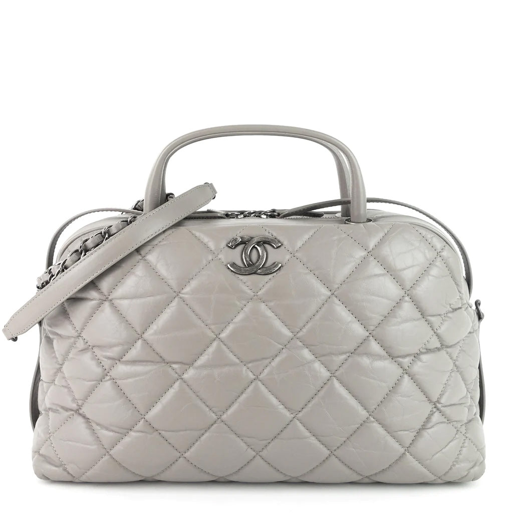 Chanel Grey Aged Calfskin Small Two-Way Bowling Bag – I MISS YOU VINTAGE