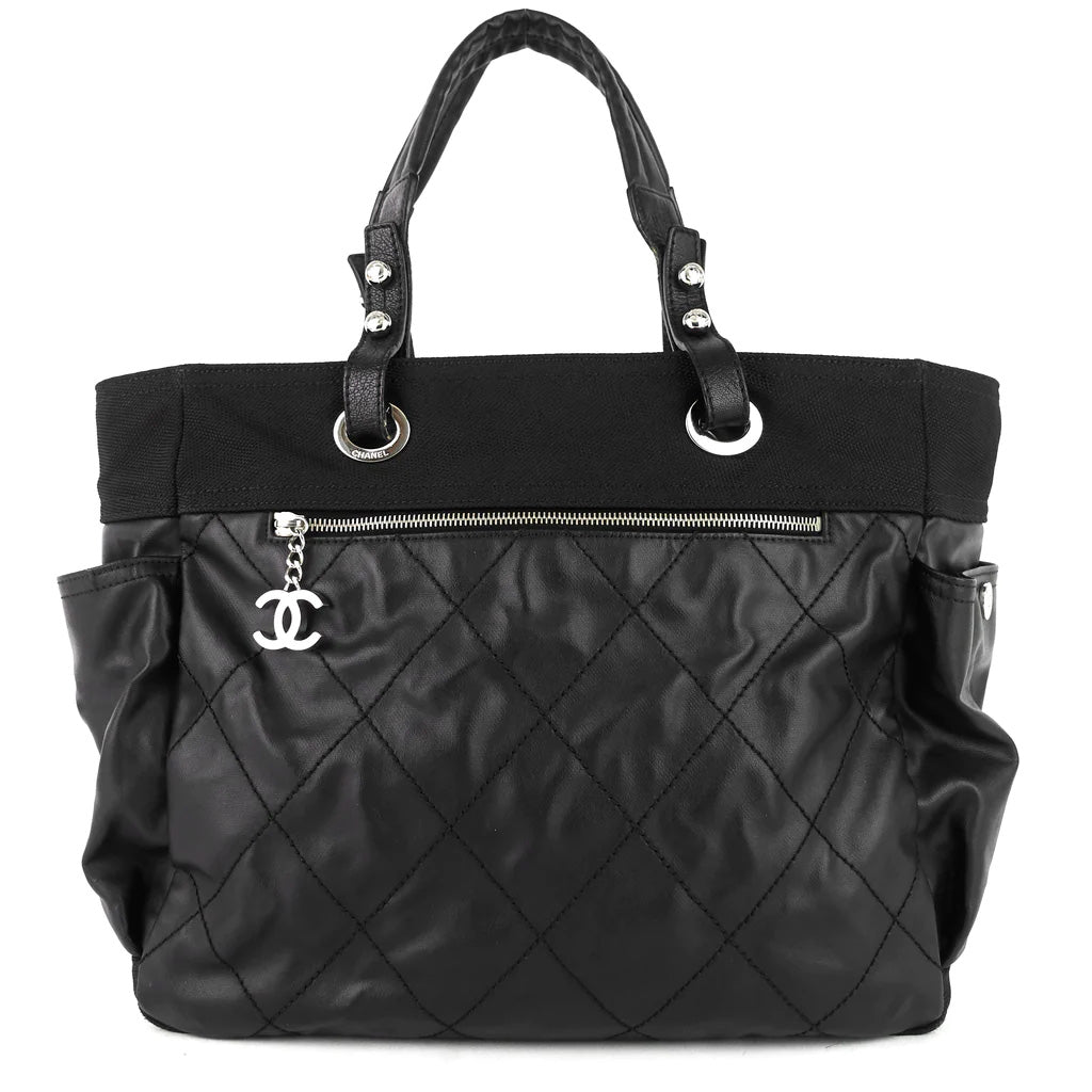 Chanel Paris Biarritz Black Coated Canvas CC Tote Bag – I MISS YOU VINTAGE