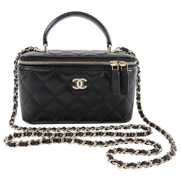 Chanel 21S Black Lambskin Classic Vanity Bag with Chain – I MISS