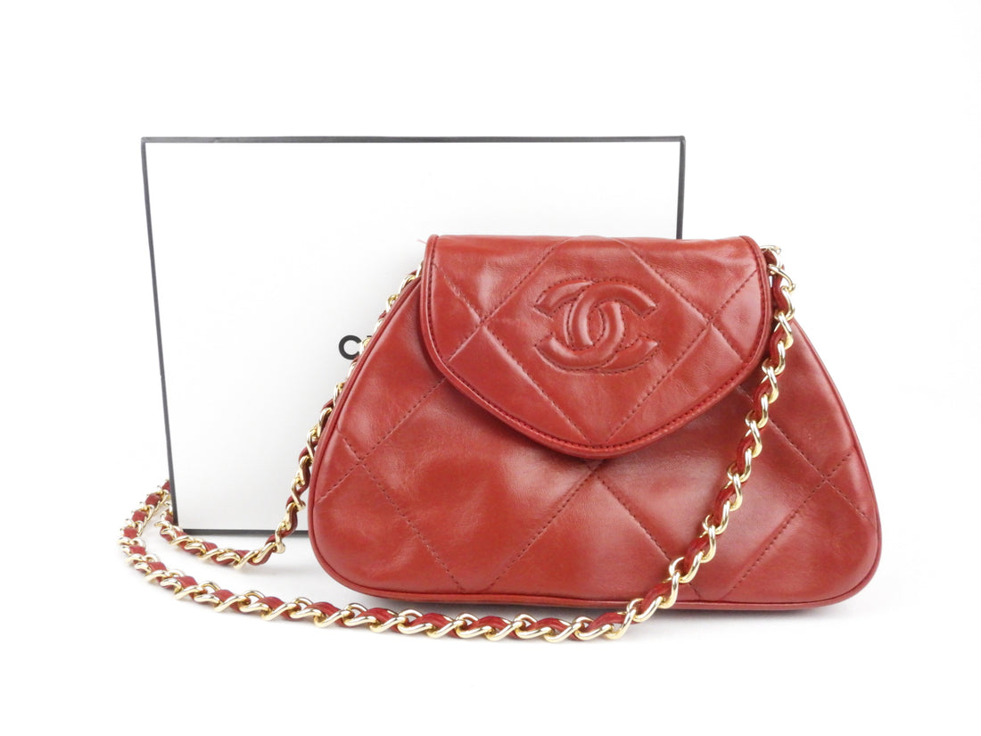 Chanel Vintage Red Quilted Lambskin Mini Flap Shoulder Chain Bag – I MISS  YOU VINTAGE