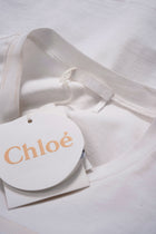 Chloe Spring 2017 White Tee with Ivory Silk Chiffon Ruffle Sleeves