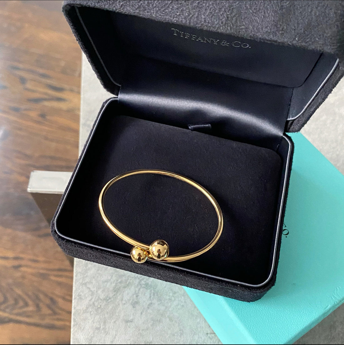 Tiffany 18k Yellow Gold Hardwear Ball Bypass Bracelet