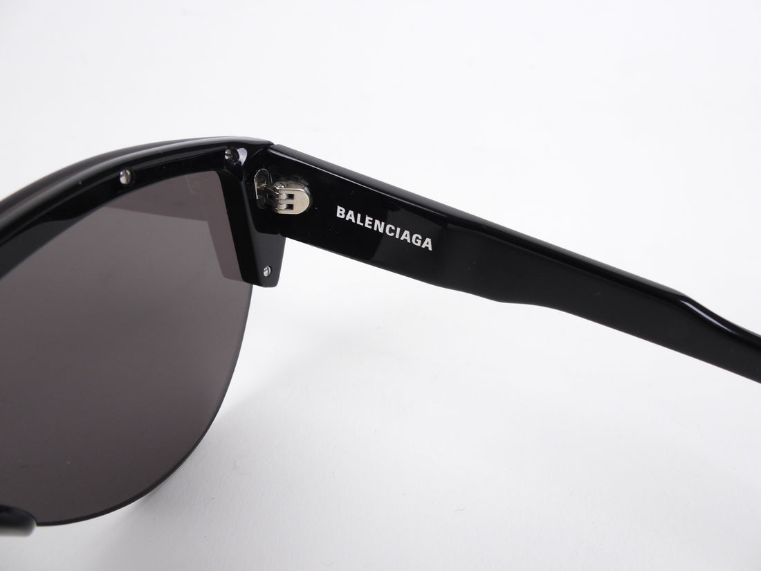 Balenciaga Round Logo Ski Cat Black Sunglasses