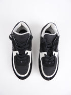 Chanel Black and White Suede CC Logo Lace Up Sneakers - 36.5