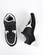Chanel Black and White Suede CC Logo Lace Up Sneakers - 36.5