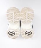 Chanel Black and White Suede CC Logo Lace Up Sneakers - 36.5