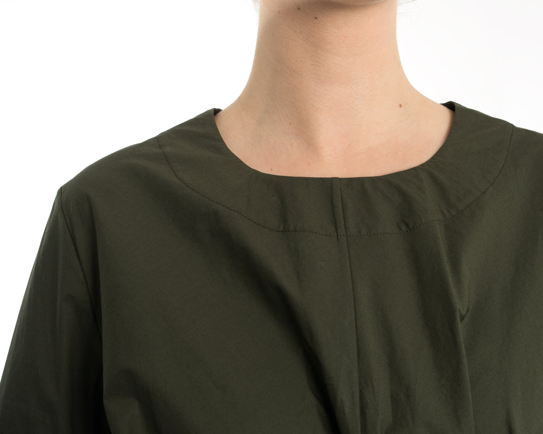 Marni Olive Green Cotton Knotted Dress with Asymetrical Hem - 8