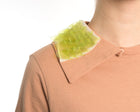 Prada Peach T-Shirt with Lime Green Paillette Snap Collar - M