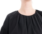 NO. 21 Black Smock Dress with Ruched Sleeves - M