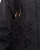 No. 21 Black Zip Jacket with Sequin Collar and Laser Cut Leaf Detail - M