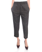 Brunello Cucinelli Dark Brown Wool Check Trousers with Bead Trim - 6