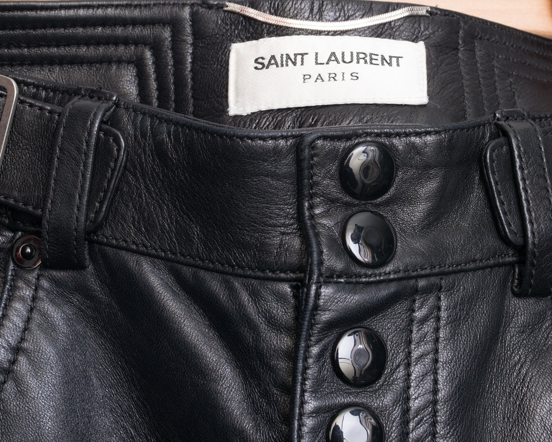 Saint Laurent Unisex Black Leather Zipper Motorcycle Jeans Pants - 38 – I  MISS YOU VINTAGE