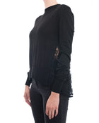 Erdem Tita Black Wool Knit Pullover with Sheer Lace Inset - S