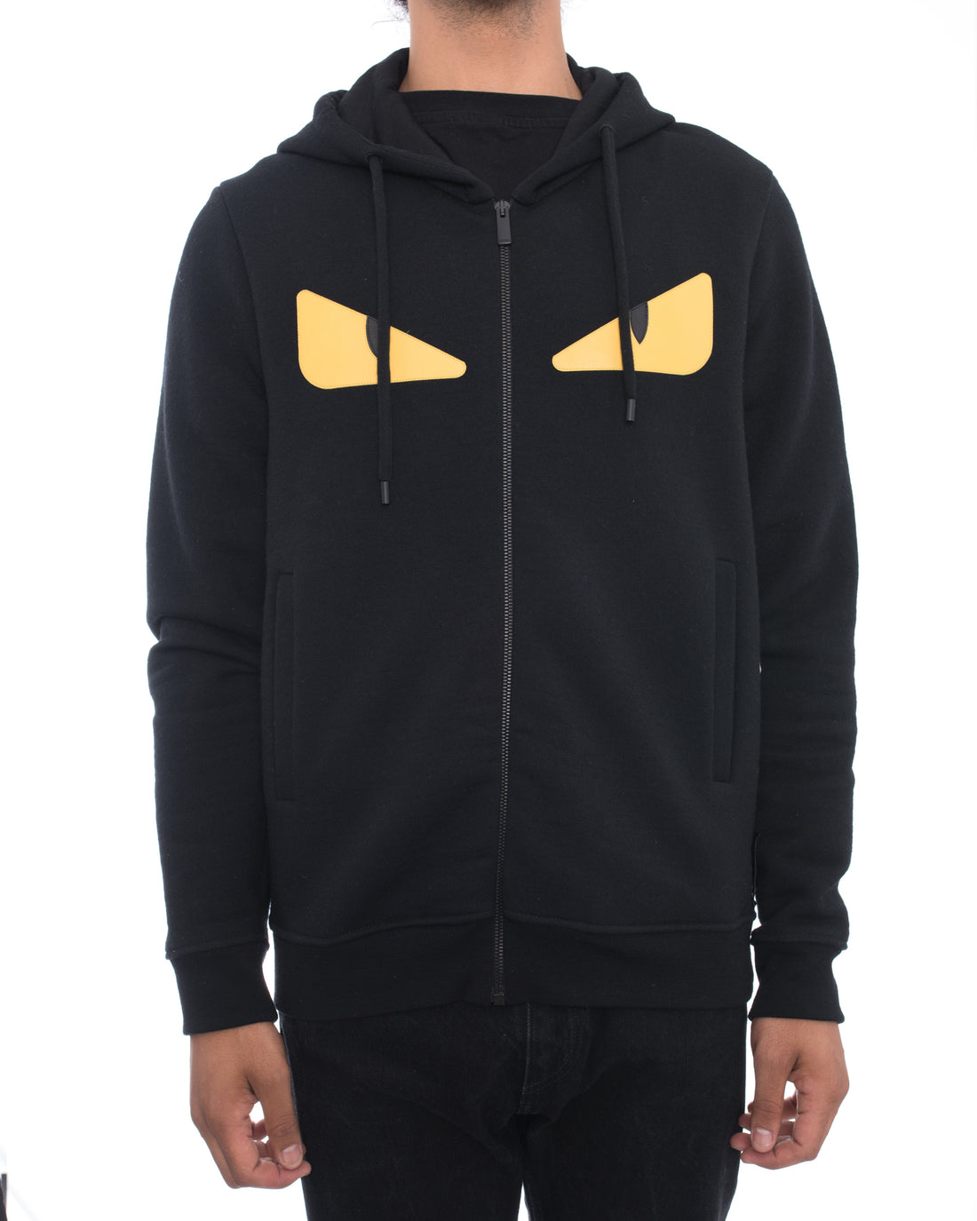 Fendi Monster Black Hoodie Sweatshirt with Yellow Eyes - 48
