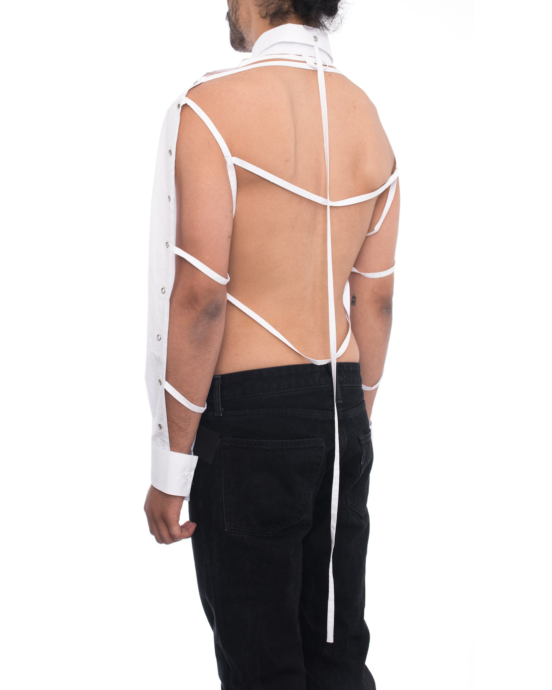 Craig Green Spring 2017 Backless White Dress Shirt with Laces - M