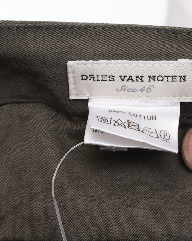 Dries Van Noten Perrish Skirted Cargo Pants in Khaki Green - 30