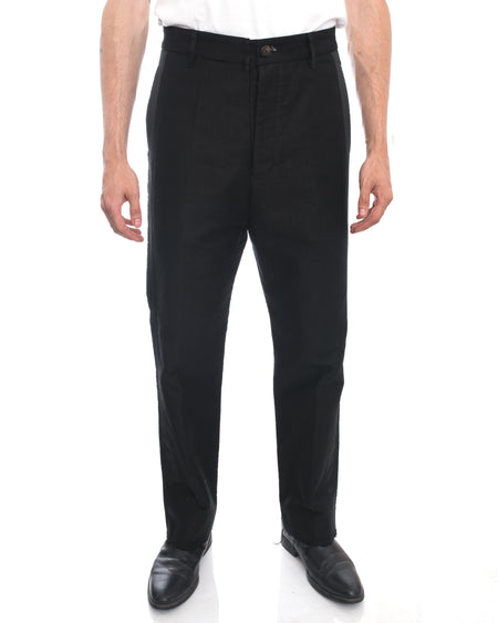 Rick Owens Black Tuxedo Stripe High Rise Pants - 34