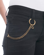 Gucci Black Denim Flared Jeans with Gold Chain - S