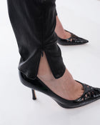 Frame Black Stretch Lambskin Leather Leggings - 6