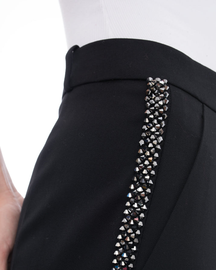 Lanvin Black Trouser with Beaded Tuxedo Trim - 8