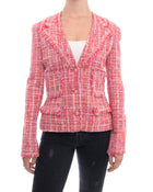 Chanel 04P Hot Pink Tweed Jacket with Clear CC Buttons - 40
