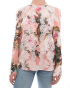 Dolce & Gabbana Pink Silk floral Top with Lace Overlay - 4