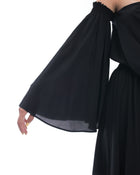 Derek Lam Long Black Silk Off Shoulder Halter Gown - 2