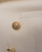 Balmain Ivory Linen Blazer with Gold Lion Buttons - FR44 / USA 12