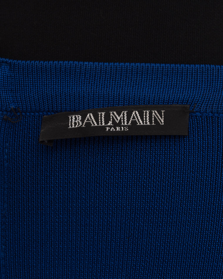 Balmain Cobalt Blue Off Shoulder Bodycon Dress - 10