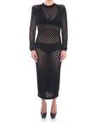 Balmain Black Sheer Stretch Mesh Long Tube Dress - 10