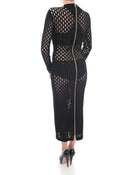 Balmain Black Sheer Stretch Mesh Long Tube Dress - 10