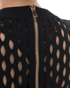 Balmain Black Sheer Stretch Mesh Long Tube Dress - 10