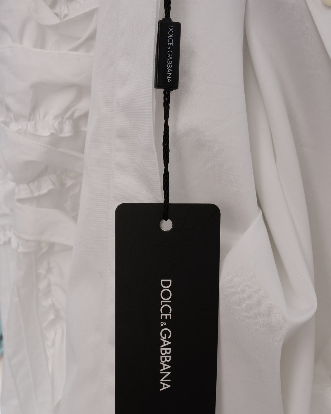 Dolce & Gabbana White Ruffle Sleeve Button Down Shirt - 6
