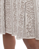 Valentino White / Brown Stretch Knit Short Sleeve Dress - M