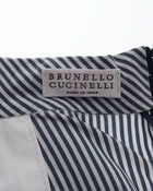 Brunello Cucinelli Blue Striped Cotton Dress with Sash - M