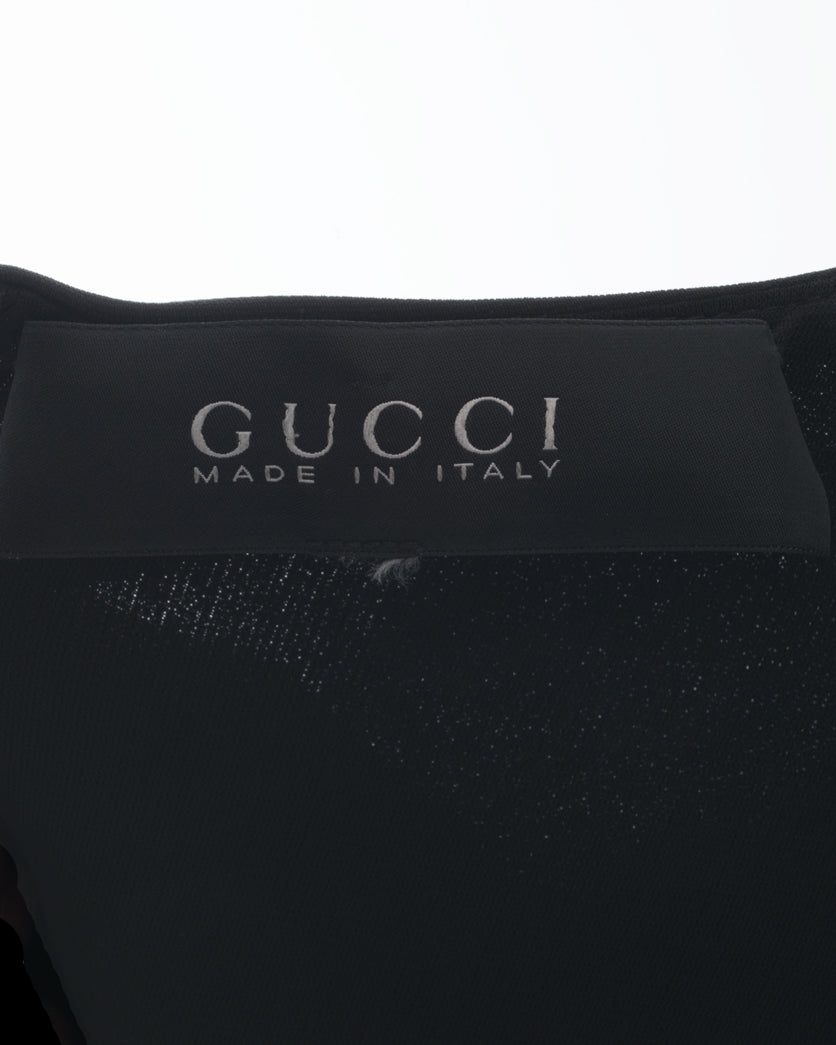 Gucci Black Jersey ¾ Sleeve Seamed Dress - 8/10