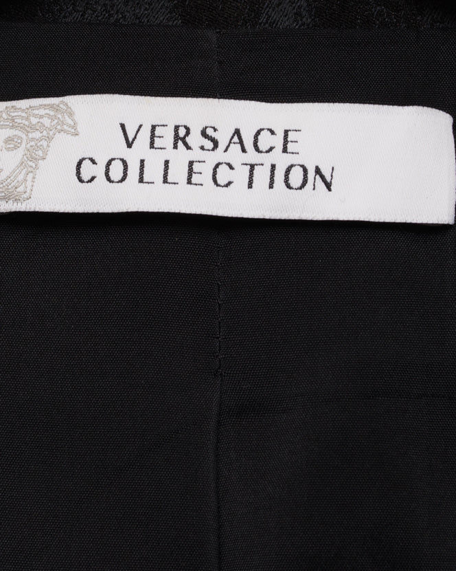 Versace Collection Black Leopard Jacquard Blazer Jacket - 10