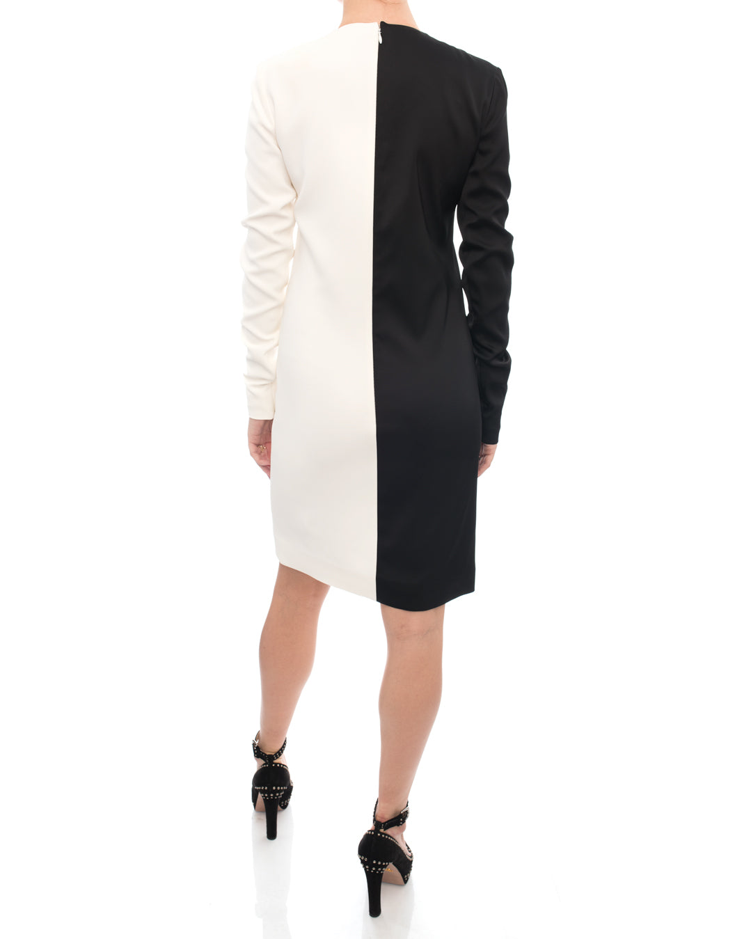 Celine Black and White Graphic Color Block Shift Dress - 0