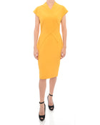 Victoria Beckham Mustard Yellow Fitted Wiggle Dress - 4