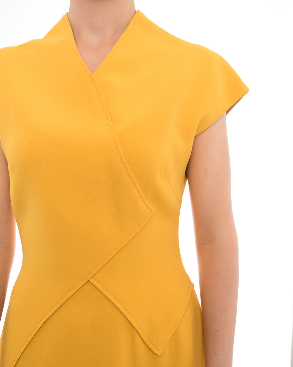 Victoria Beckham Mustard Yellow Fitted Wiggle Dress - 4