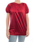 Dolce and Gabbana Red Satin Top with Elastic Trim - 6