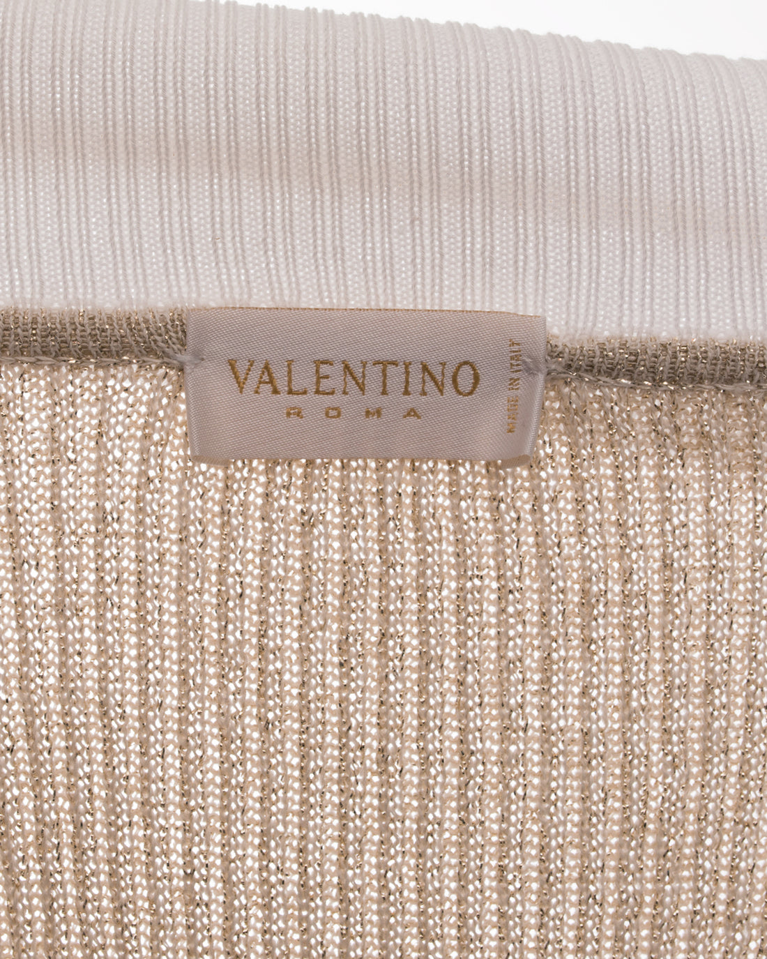 Valentino Gold Shimmer Knit Top with Guipure Lace - 6