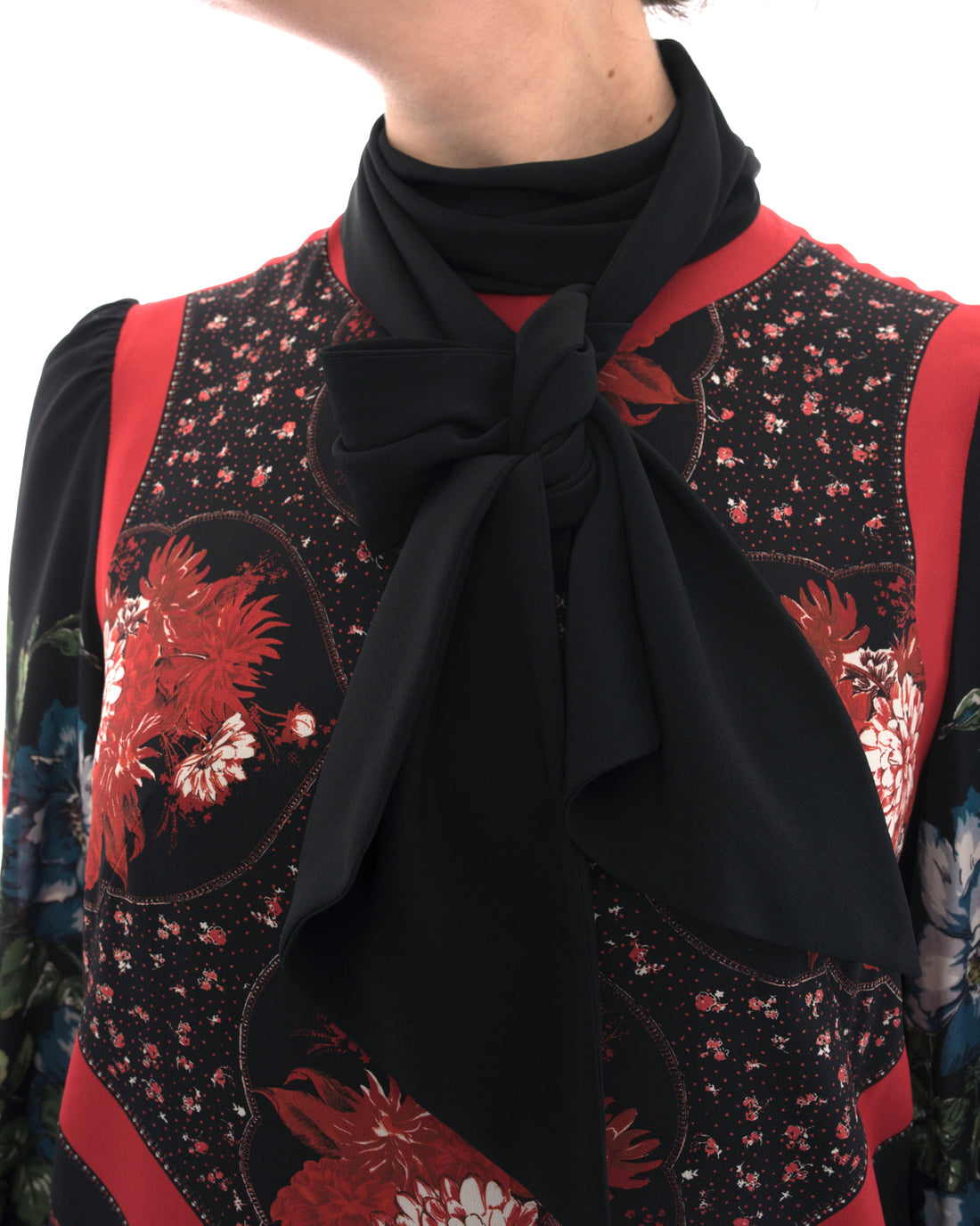 Alexander Mcqueen Red and black Silk Floral Shift Dress - 2
