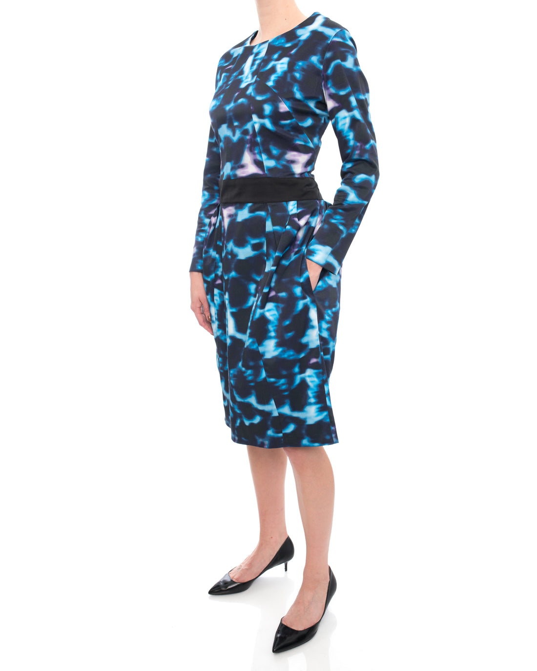Erdem Blue Pattern Long Sleeve Cocktail Dress - 12