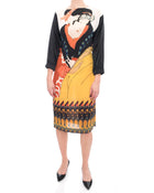 Dries Van Noten Silk Printed Japanese Dress with Satin Sleeves - 6