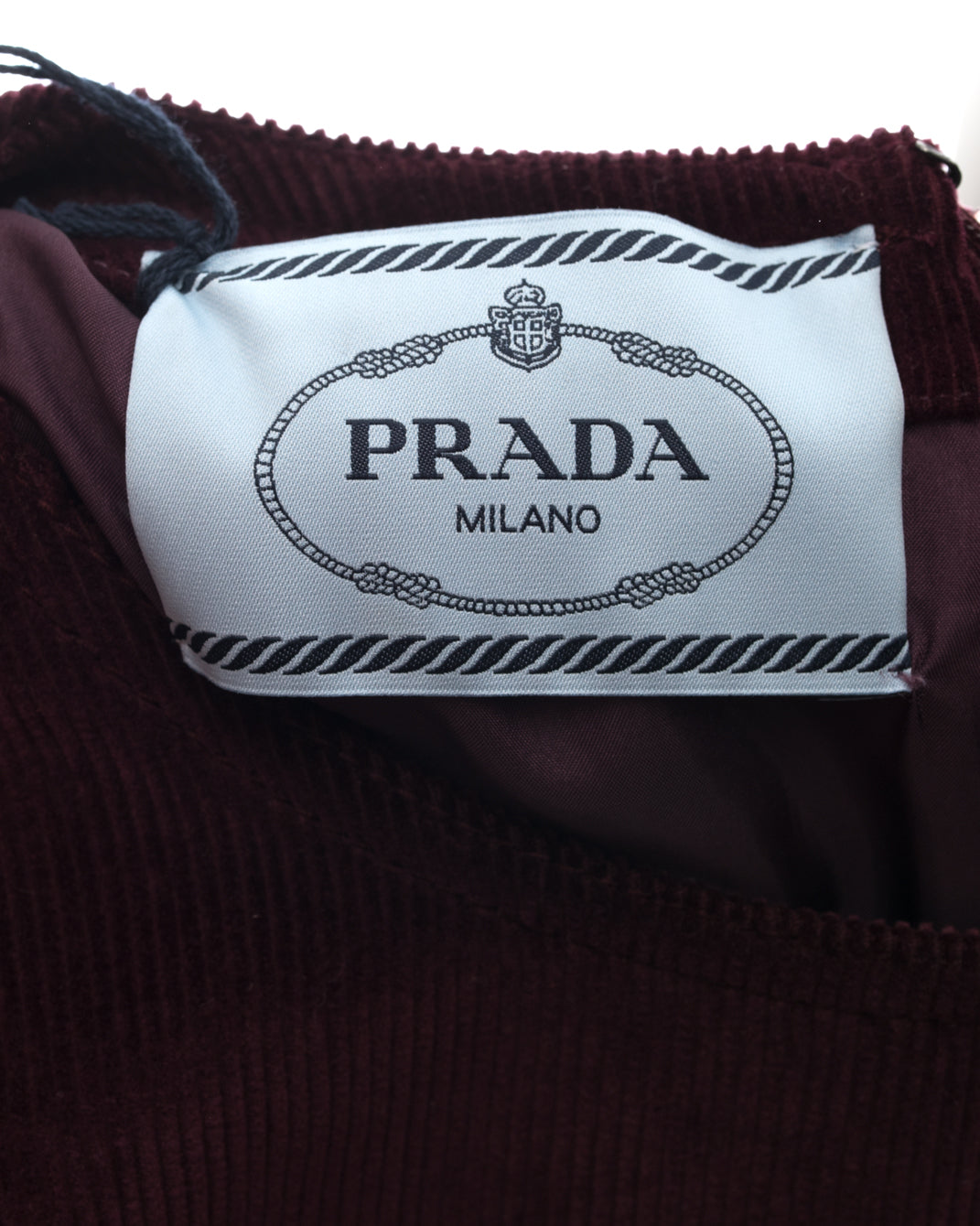 Prada Burgundy Corduroy and Check Wool Dress - 6