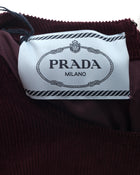 Prada Burgundy Corduroy and Check Wool Dress - 6