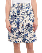 Gucci Flora and Fauna Blue and Ivory Cotton Snap Skirt - 6