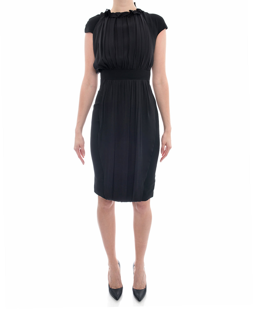 Giambattista Vali Black Fitted Hourglass Cocktail Dress with Silk Inset - 2