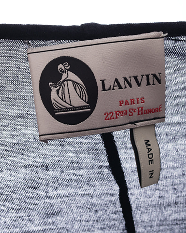 Lanvin Navy Jersey Dress with Black Grosgrain Ribbon Detail - L